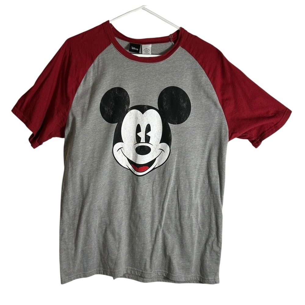 Disney Mickey Mouse Raglan Sleepwear Tee Grey Red XL Vintage Style Graphic